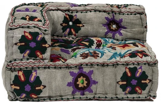 12322 Модуль мягкий угловой Secret De Maison SOL (mod. 10234) серый с цветами (cotton velvet)