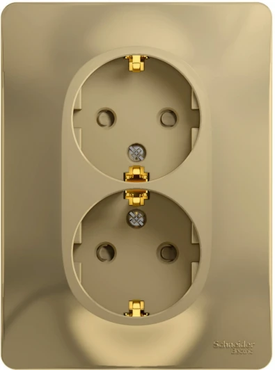 GSL000426 Розетка встраиваемая двойная с заземлением и шторками (титан) Systeme Electric Glossa GSL000426