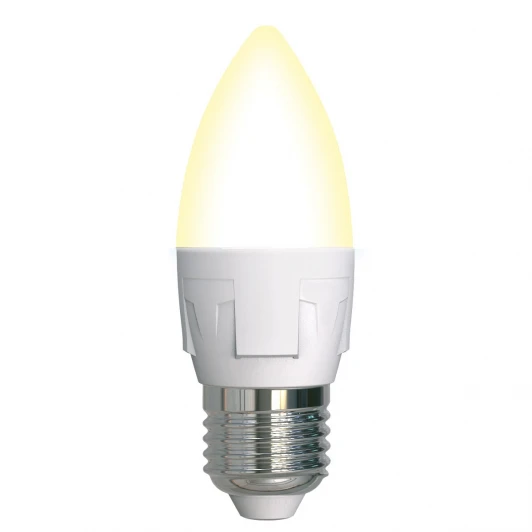 LED-C37 7W/3000K/E27/FR/DIM PLP01WH картон Лампочка светодиодная свеча белая E27 7W 3000K Uniel LED-C37 7W/3000K/E27/FR/DIM PLP01WH