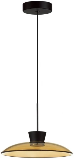 5055/9LA Подвесной светильник Odeon Light Saucer 5055/9LA черный/янтарный/металл/стекло LED 9W 3000К (220V, на проводе)