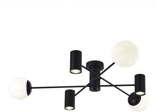 SLE1105-402-06 Потолочная люстра Evoluce Raito SLE1105-402-06 Черный/Белый GU10+E27 3+3*5+60W
