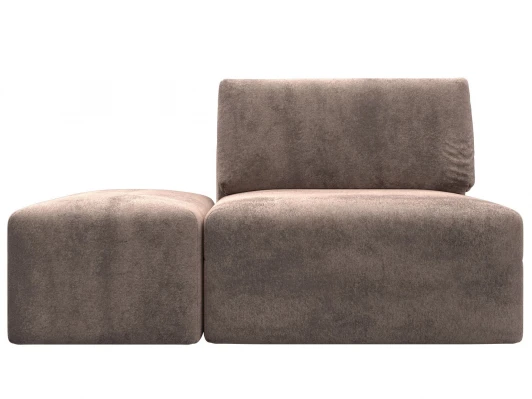 129589 Модули диван и пуф Лига-060 НПБ (ЛДСП,Брус,Фанера,Велюр/Бежевый) Лига Диванов 129589