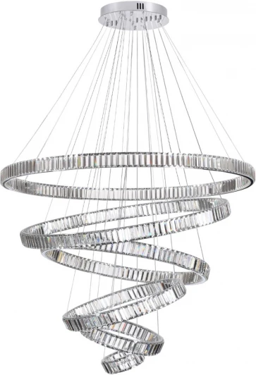 4930/260L Подвесная люстра ярусная большая в виде спирали Odeon Light Vekia 4930/260L хром/прозрачный металл/хрусталь LED 260W VEKIA (220V, на тросе, спираль)
