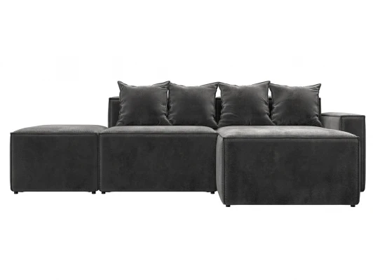 129795 Диван угловой модульный Лига-063 угол правый (ДСП/Пластик/Велюр/Серый) Лига Диванов 129795