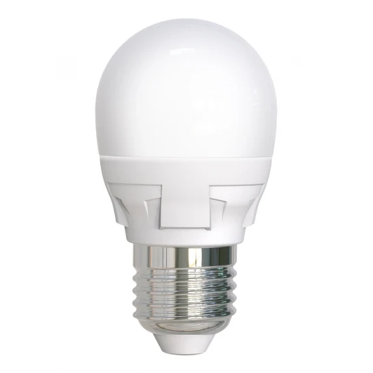 LED-G45 7W/6500K/E27/FR PLP01WH Лампа светодиодная, форма «шар», матовая, дневной белый свет 6500K Uniel Яркая LED-G45 7W/6500K/E27/FR PLP01WH