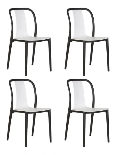 LMZL-PP669-N_B-_P-W-02 Набор 4 шт стул обеденный DOBRIN ADAM (черный/белый)