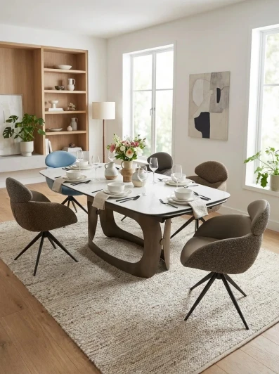 626М06122 Стол ЛУССО (LUSSO) 200 БЕЛЫЙ МРАМОР TL-326, испанская керамика / Теплый графит каркас, ®DISAUR M-City 64814