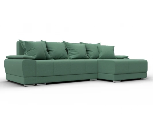 137088 Диван угловой Лига-119 угол правый (ДСП,Брус,Фанера,ЛДС,Рогожка/Зеленый) Лига Диванов 137088