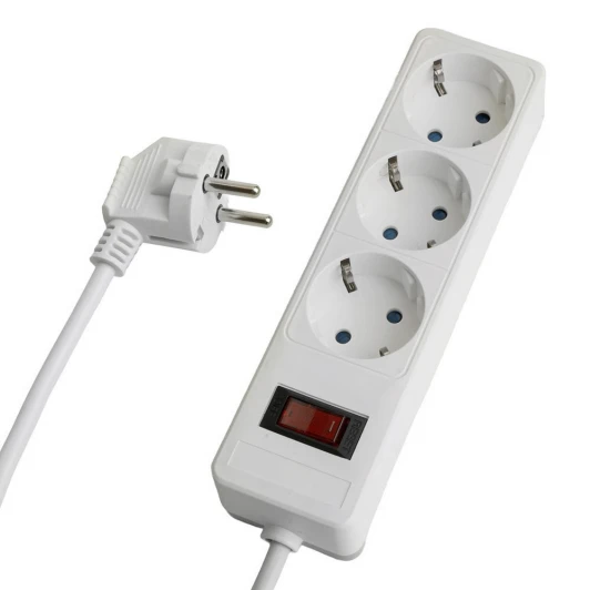 50087 Сетевой фильтр 3-х местный с заземлением 3 метра (белый) Stekker Optima 50087