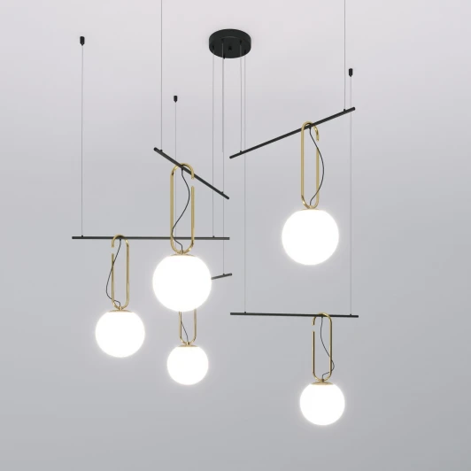 70143/5 черный Подвесной светильник Wi-Fi Riche 70143/5 черный Eurosvet (220V, управление смартфоном, голосовое управление, умный дом - Minimir Home, Алиса, Маруся, Салют, на тросе, шарики)