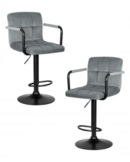 LM-5011-N_B-M_V-MJ9-75 Набор 2 шт стул барный DOBRIN KRUGER ARM BLACK (серый велюр (MJ9-75))