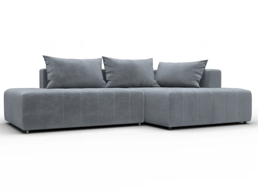 134807 Диван угловой Лига-103 НПБ угол правый (ДСП,Брус,Фанера,Велюр/Серый) Лига Диванов 134807