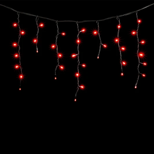 LL150-1-2R Гирлянда Бахрома 3,1 x 0,5 м Красная 220В, 150 LED, Провод Черный Каучук, IP65