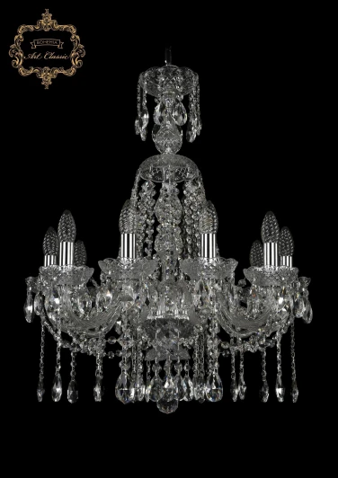 11.12.10.195.XL-68.Cr.Sp Подвесная люстра Art Classic 11.12 11.12.10.195.XL-68.Cr.Sp (220V, хрусталь, на цепи, подсвечник, свеча)
