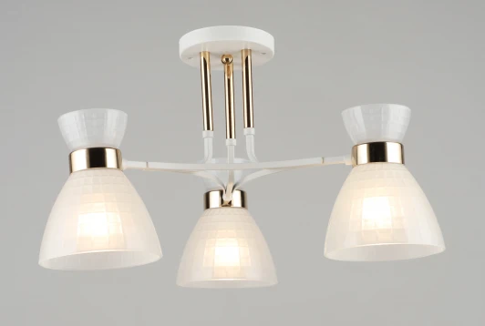 000080218 Потолочная люстра на штанге SL6753-3 WT+GD Мелодия Света SL1N 000080218