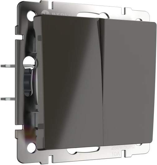 WL07-SW-2G-2W Выключатель двухклавишный проходной (серо-коричневый) WL07-SW-2G-2W (a035907)