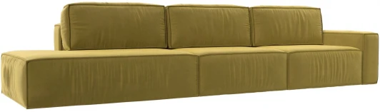121747 Диван прямой Прага Модерн Лонг подлокотник справа (Желтый/Микровельвет) Лига Диванов арт.121747