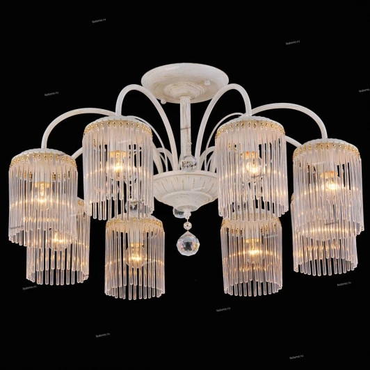 11397/8C Люстра потолочная Natali Kovaltseva Olbia, 8 плафонов, слоновая кость с золотом, прозрачный