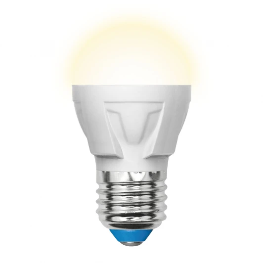 LED-G45 7W/WW/E27/FR PLP01WH картон Лампочка светодиодная шар белая E27 7W 3000K Uniel LED-G45 7W/WW/E27/FR PLP01WH
