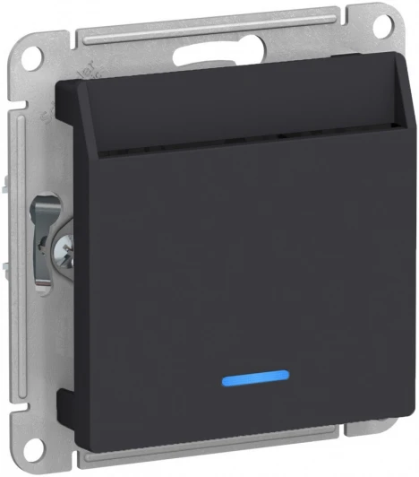 ATN001067 Карточный выключатель одноклавишный с подсветкой встраиваемый (карбон) Systeme Electric AtlasDesign ATN001067