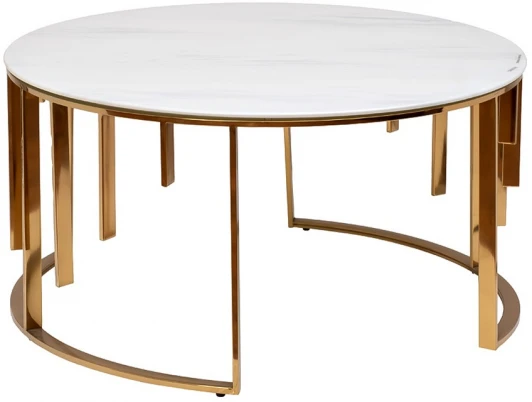 GY-10006 GY-10006 Стол журнальный мрам.стекло/золото d90*43см Garda Decor