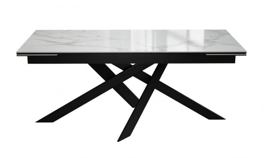 00-00082577 Стол DikLine EKX180, Керамика Белый глянец (К8/2), опоры черные (2 уп.)