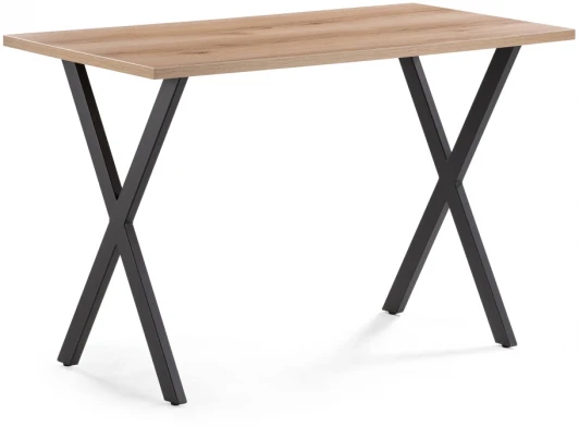 510908 Стол деревянный Алеста Лофт 120 25 мм дуб делано светлый / черный матовый 510908 Woodville