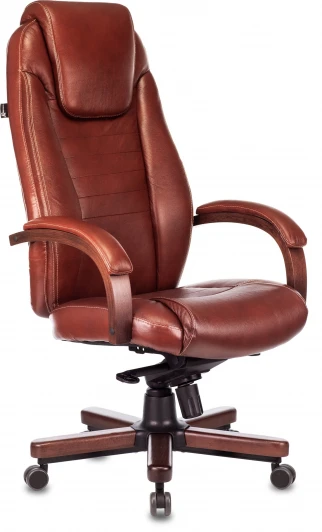 T-9923WALNUT/CHOK Кресло руководителя Бюрократ T-9923WALNUT светло-коричневый Leather Eichel кожа крестовина металл/дерево