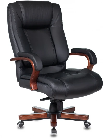 T-9925WALNUT/BLACK Кресло руководителя Бюрократ T-9925WALNUT черный кожа крестовина металл/дерево