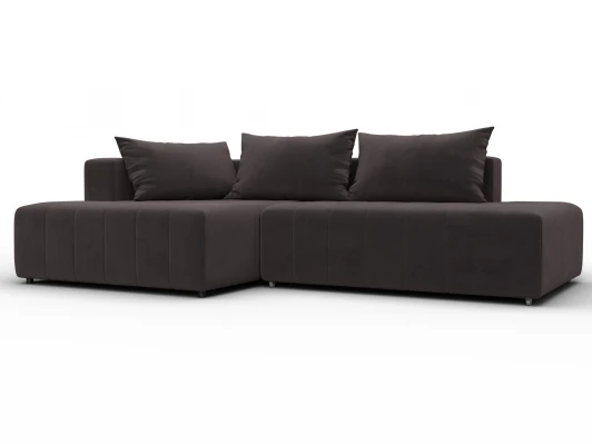 134818L Диван угловой Лига-103 НПБ угол левый (ДСП,Брус,Фанера,Велюр/Коричневый) Лига Диванов 134818L