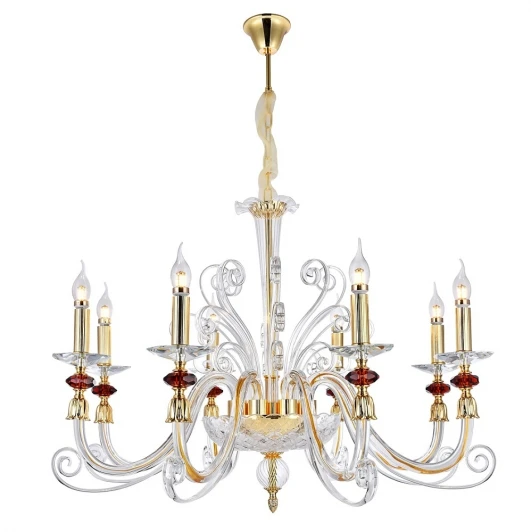 CATARINA SP8 GOLD/TRANSPARENT-COGNAC Подвесная люстра Crystal Lux Catarina SP8 GOLD/TRANSPARENT-COGNAC