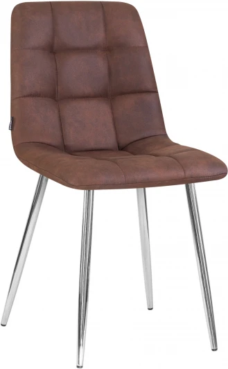 7094-LML ALEX, цвет сиденья коричневая микрофибра (PK-03), цвет основания хромированная сталь Стул обеденный ALEX (хром ножки, коричневая микрофибра (PK-03))