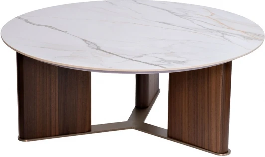 76AR-501C-STOL/ZH Стол журнальный круглый иск.камень белый d90*35.5см Garda Decor арт.76AR-501C-STOL/ZH