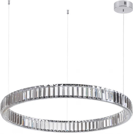 4930/45L Подвесной светильник Odeon Light L-vision 4930/45L хром/прозрачный металл/хрусталь LED 45W VEKIA (220V, на тросе, кольцо)