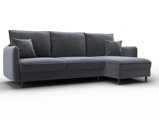 134772 Диван угловой Лига-064 НПБ угол универсальный (ДСП/Дерево/Велюр/Серый) Лига Диванов 134772