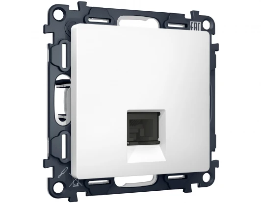 MA132005 Комплект механизма Ethernet RJ-45 розетки экранированной с автоматической защитной шторкой встраиваемый (белый матовый) Ambrella Volt QUANT MA132005