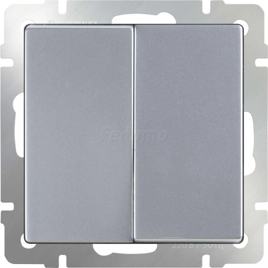 WL06-SW-2G-2W Выключатель встраиваемый двухклавишный проходной Werkel, серебро