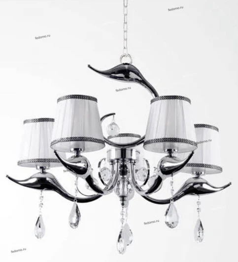 FLAMINGO SP-PL5 CHROME Люстра подвесная Crystal Lux Flamingo, 5 плафонов, хром, белый