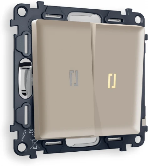 MA364010 Комплект механизма Ambrella Volt 2-клавишного выключателя с подсветкой 3200K ALFA MA364010 Серо-бежевый матовый QUANT
