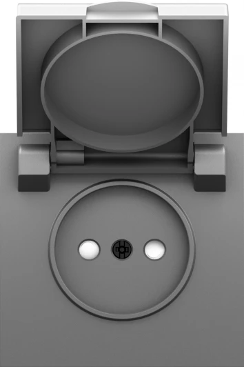 DS43459 Накладка для розетки без заземления, с крышкой, 16A 250 В~, серый графит IP44 Donel S08 DS43459