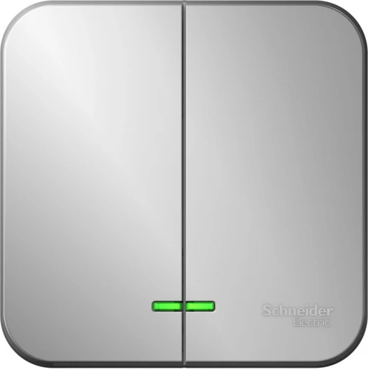 BLNVA105113 Выключатель накладной двухклавишный с подсветкой (алюминий) Systeme Electric Blanca BLNVA105113