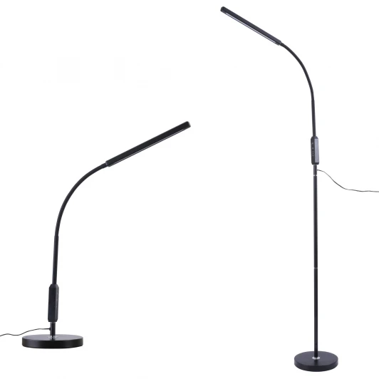 ULM-T619 10W/3000-6500K/DIM BLACK Торшер светодиодный, 10W, с регулировкой наклона, сенсорный выключатель, диммер, черный Uniel ULM-T619 10W/3000-6500K/DIM BLACK