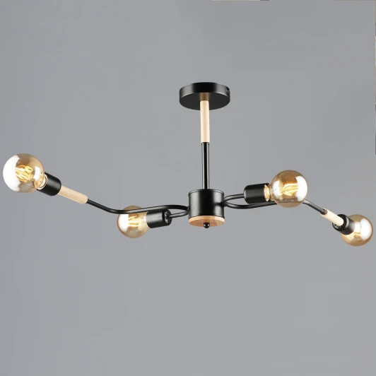 10070-0.3-04 BK+WOOD Потолочная люстра на штанге Reluce 10070-0.3-04 BK+WOOD