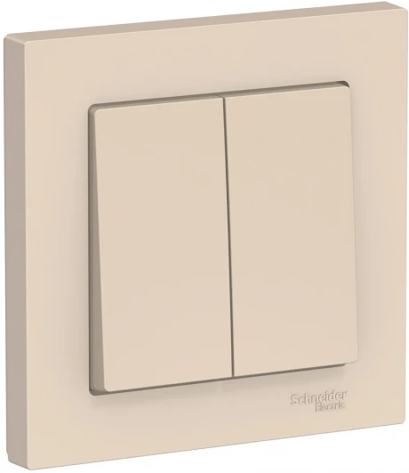 ATN000252 Выключатель встраиваемый двухклавишный (бежевый) Systeme Electric AtlasDesign ATN000252