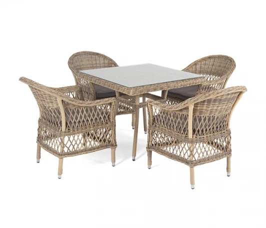 SC4T-5-SET Обеденная группа плетеная, цвет соломенный 4SIS Сицилия SC4T-5-SET