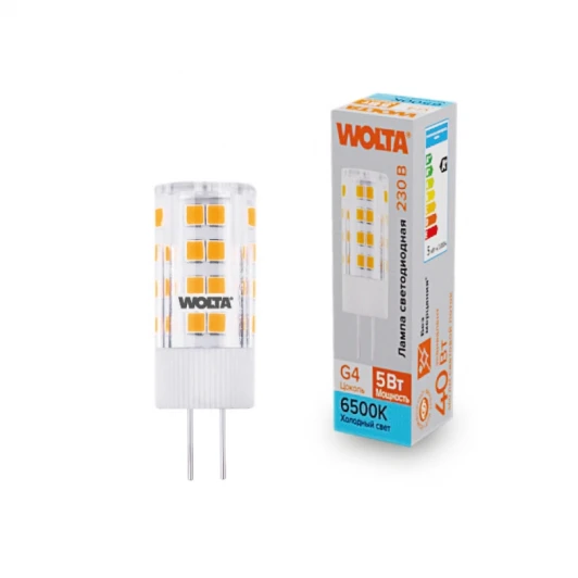WSTD-JC-220V5W6KG4-C Светодиодная лампа 5Вт 6500K G4 Wolta WSTD-JC-220V5W6KG4-C