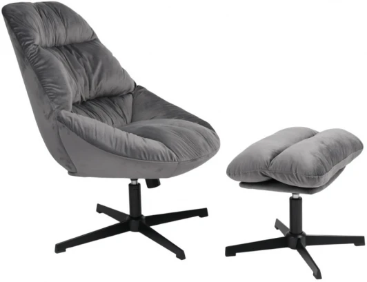 УТ000040109 Кресло Stool Group Оррелл серый с оттоманкой арт.УТ000040109