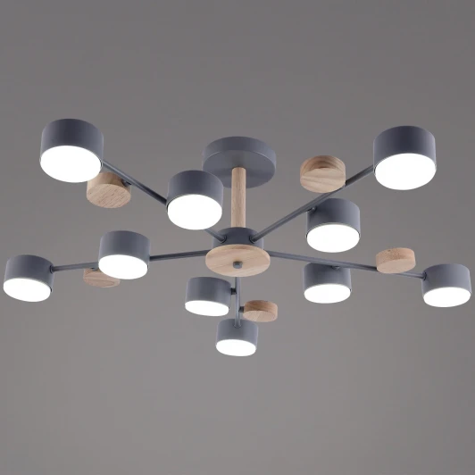 03758-0.3-10 GREY+WOOD GX53 Потолочная люстра на штанге Reluce 03758-0.3-10 GREY+WOOD GX53
