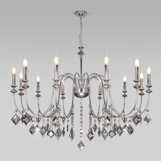 10110/12 хром/дымчатый хрусталь Strotskis Подвесная люстра Eurosvet Telao 10110/12 хром/дымчатый хрусталь Strotskis