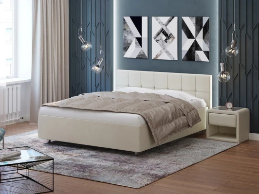 1936665 PROxSON Кровать Diamo без основания (Ткань: Велюр Ultra Песочный) 160x190